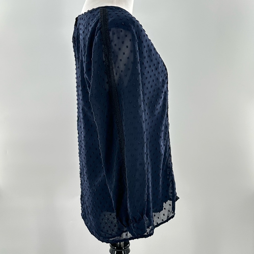 j crew outlet womens top size 6 navy blue swiss dot career - Picture 4 of 11